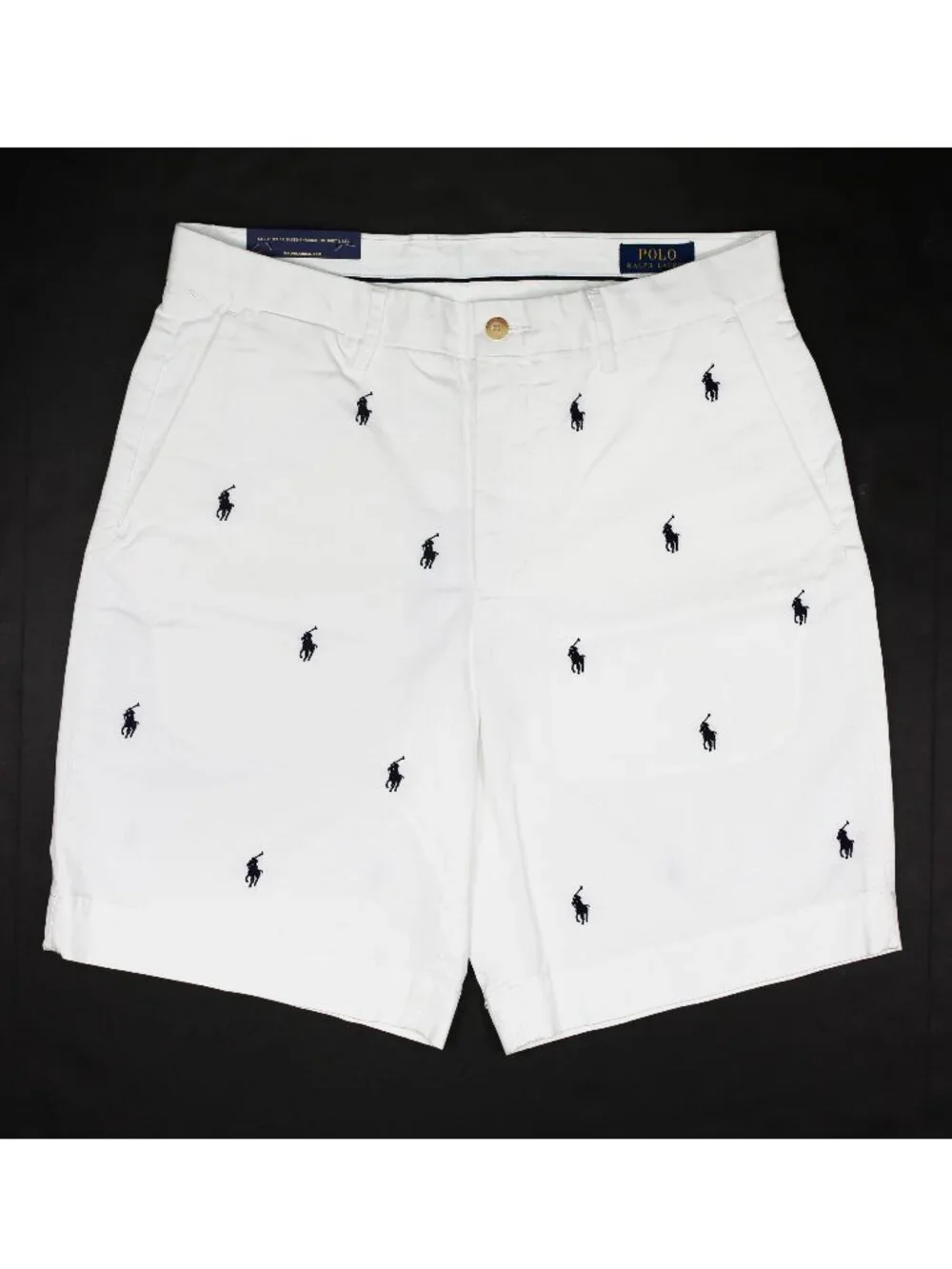 Polo by Ralph Lauren White Shorts with Navy Pony Embroidery